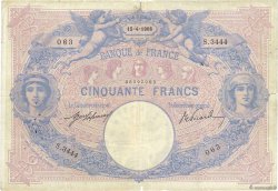 50 Francs BLEU ET ROSE Grand numéro FRANCE  1908 F.14.21