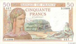 50 Francs CÉRÈS modifié  FRANCE  1939 F.18.31