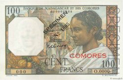100 Francs Spécimen COMORES  1960 P.03s2 pr.NEUF