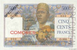 500 Francs Spécimen COMOROS  1960 P.04s2 AU-