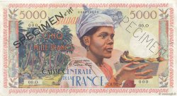 5000 Francs antillaise Spécimen FRENCH GUIANA  1960 P.28s SC