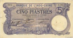 5 Piastres INDOCINA FRANCESE Saïgon 1915 P.037b BB