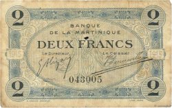 2 Francs MARTINIQUE  1915 P.11 B à TB