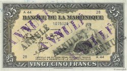 25 Francs Annulé MARTINIQUE  1943 P.17s XF