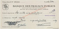 6500 Francs FRANCE regionalismo y varios Paris 1939 DOC.Chèque SC