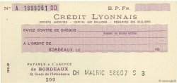 Francs FRANCE regionalism and various Bordeaux 1933 DOC.Chèque AU