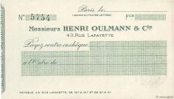Francs FRANCE regionalism and miscellaneous Paris 1933 DOC.Chèque AU