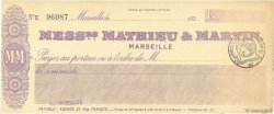Francs FRANCE regionalismo y varios Marseille 1920 DOC.Chèque EBC