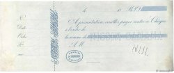Francs Non émis FRANCE regionalism and various Paris 1865 DOC.Chèque VF
