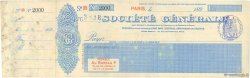 Francs FRANCE regionalism and various Paris 1890 DOC.Chèque VF