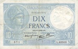 10 Francs MINERVE modifié FRANCE  1942 F.07.31