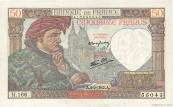 50 Francs JACQUES CŒUR FRANCE  1942 F.19.19