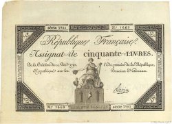 50 Livres FRANCE  1792 Ass.39a XF+