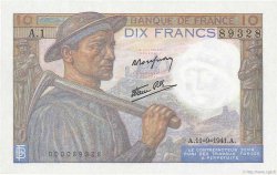 10 Francs MINEUR FRANKREICH  1941 F.08.01 fST