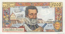5000 Francs HENRI IV FRANKREICH  1957 F.49.02 fVZ