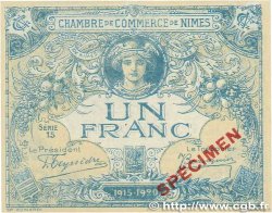 1 Franc Spécimen FRANCE régionalisme et divers Nîmes 1915 JP.092.07 pr.NEUF