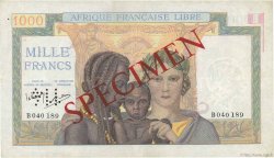 1000 Francs Spécimen AFRIQUE ÉQUATORIALE FRANÇAISE Brazzaville 1943 P.09s SS