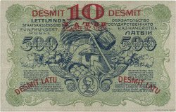 10 Latu sur 500 Rubli LATVIA  1920 P.13a XF