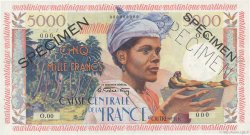 5000 Francs antillaise Spécimen MARTINIQUE  1955 P.36s SC+