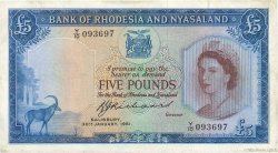5 Pounds RHODESIA AND NYASALAND (Federation of)  1960 P.22b VF+