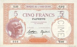 5 Francs Spécimen TAHITI  1936 P.11s XF+