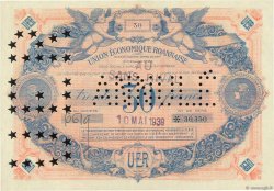 30 Francs Annulé FRANCE Regionalismus und verschiedenen Roanne 1939  fVZ