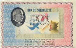 100 Francs BON DE SOLIDARITÉ FRANCE regionalismo e varie  1941  AU