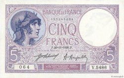 5 Francs FEMME CASQUÉE FRANCE  1920 F.03.04 XF+