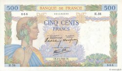 500 Francs LA PAIX FRANCE  1940 F.32.01 XF+