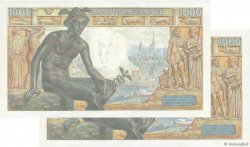 1000 Francs DÉESSE DÉMÉTER Consécutifs FRANCIA  1942 F.40.04 FDC