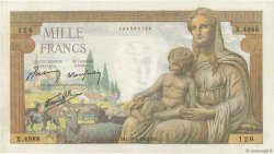 1000 Francs DÉESSE DÉMÉTER FRANCE  1943 F.40.22 UNC-