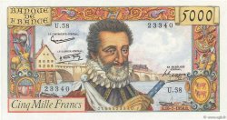 5000 Francs HENRI IV FRANCE  1958 F.49.07 UNC-