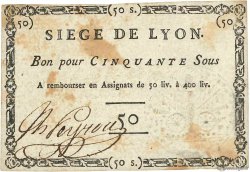 50 Sous FRANCE regionalism and various Lyon 1793 Kol.137d VF
