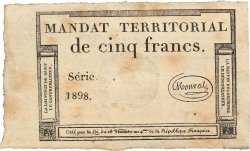 5 Francs Monval sans cachet FRANCE  1796 Ass.63a TTB