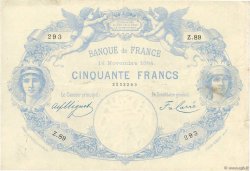 50 Francs type 1884 Indices Noirs FRANCIA  1884 F.A47.01 BB