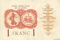 1 Franc MINES DOMANIALES DE LA SARRE FRANCE  1920 VF.51.01 VF