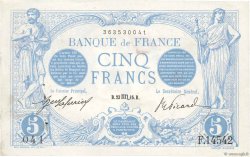 5 Francs BLEU FRANKREICH  1916 F.02.44 VZ