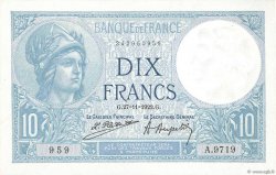 10 Francs MINERVE FRANCE  1922 F.06.06 AU