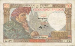 50 Francs JACQUES CŒUR FRANKREICH  1942 F.19.19 S