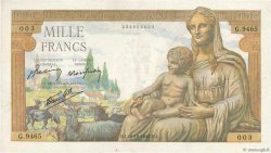 1000 Francs DÉESSE DÉMÉTER FRANCIA  1943 F.40.38 MBC+
