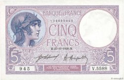 5 Francs FEMME CASQUÉE FRANCE  1920 F.03.04 SPL+