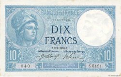 10 Francs MINERVE FRANCE  1918 F.06.03 AU