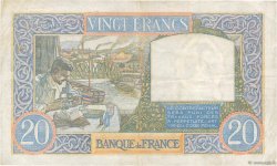 20 Francs TRAVAIL ET SCIENCE FRANCE  1939 F.12.01 VF+