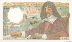 100 Francs DESCARTES FRANKREICH  1943 F.27.03 VZ+