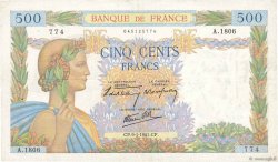 500 Francs LA PAIX  FRANCE  1941 F.32.12