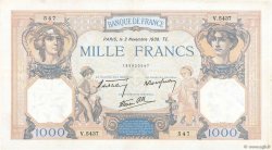 1000 Francs CÉRÈS ET MERCURE type modifié FRANCIA  1938 F.38.32 SPL