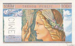 1000 Francs TRÉSOR PUBLIC Spécimen FRANCIA  1955 VF.35.00S EBC