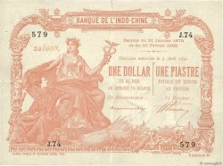 1 Dollar - 1 Piastre marron FRANZÖSISCHE-INDOCHINA Saïgon 1891 P.027 SS