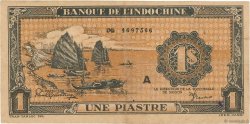 1 Piastre orange FRENCH INDOCHINA  1945 P.058b VF