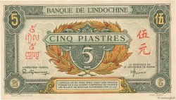 5 Piastres vert FRENCH INDOCHINA  1943 P.062a AU
